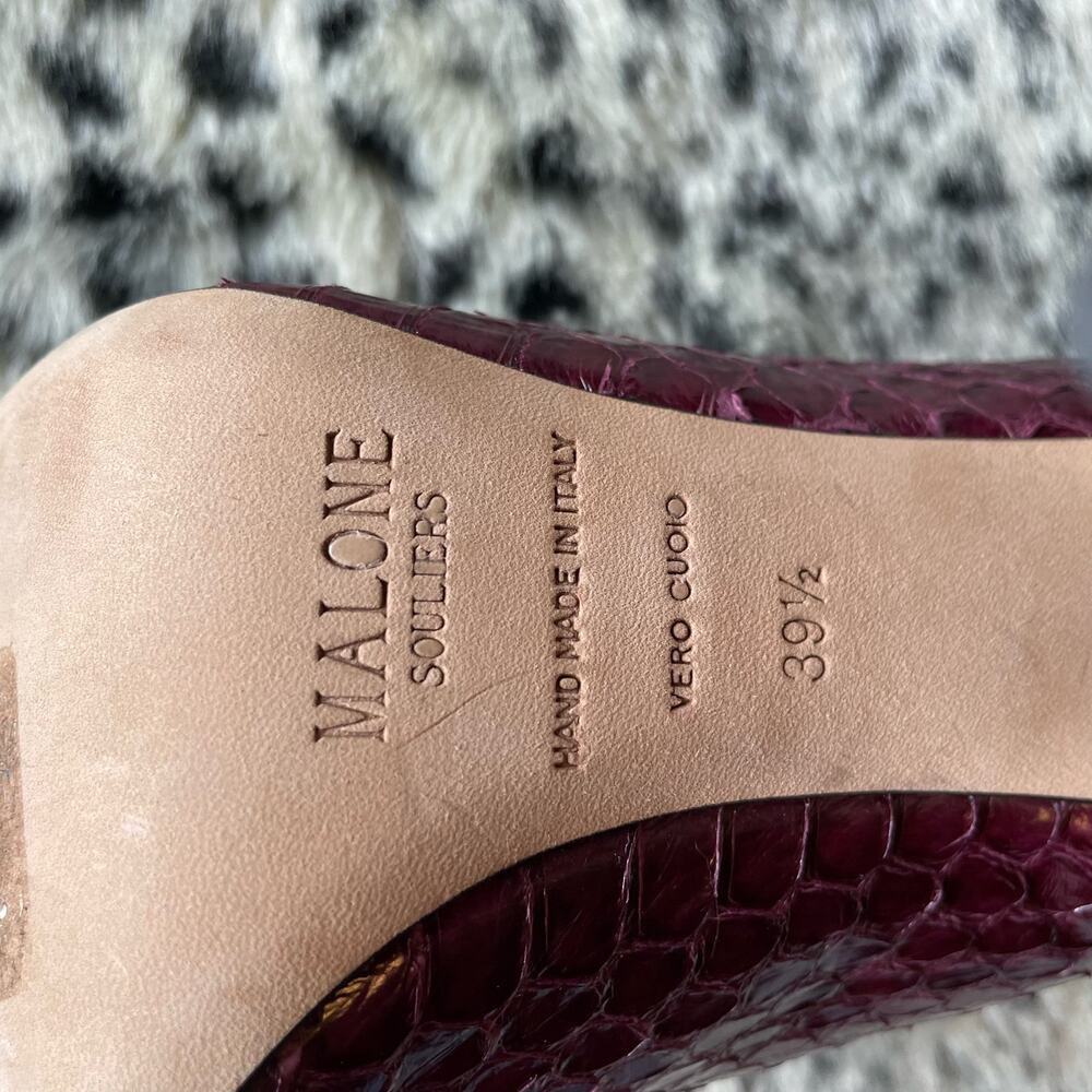 Malone Souliers Gigi Elaphe Ankle Boots Burgundy Leather Snakeskin Print IT 39.5 - Picture 6 of 11
